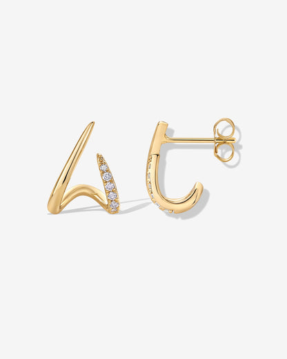 Curved Stud Earrings Cubic Zirconia