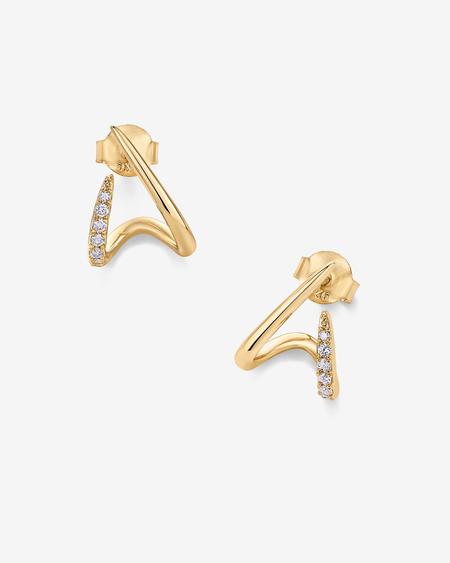 Curved Stud Earrings Cubic Zirconia