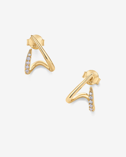 Curved Stud Earrings Cubic Zirconia