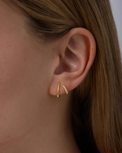 Curved Stud Earrings Cubic Zirconia