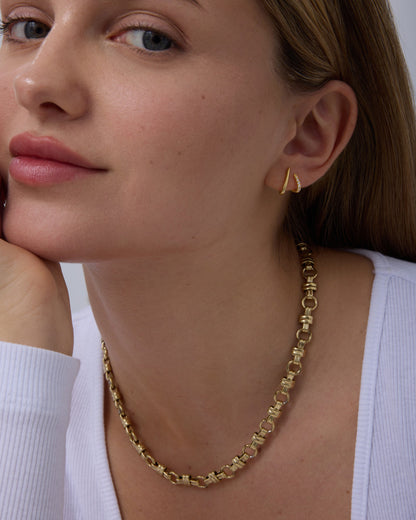 Curved Stud Earrings Cubic Zirconia