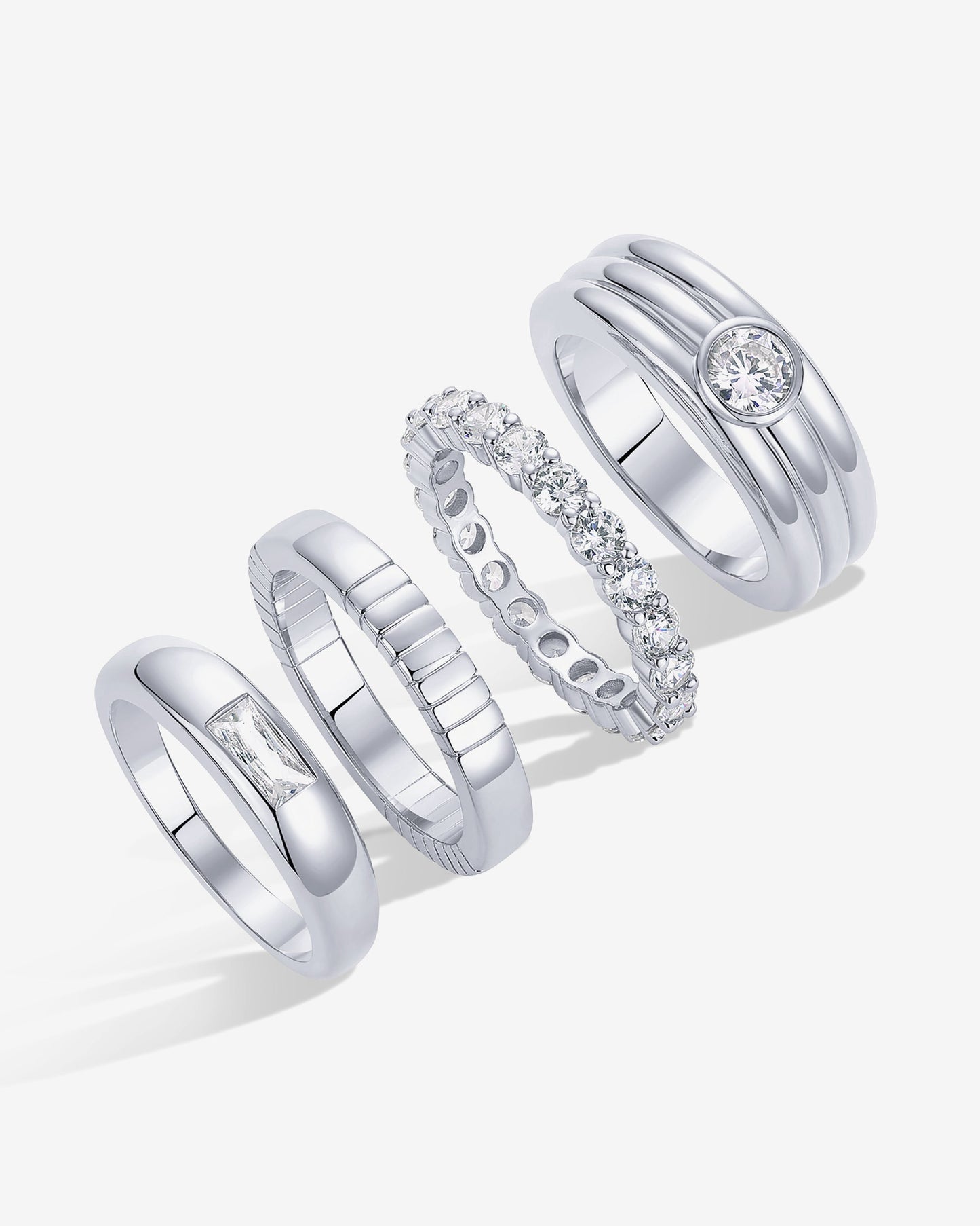 Mixed Styles Band Rings Set of 4