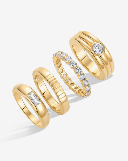 Mixed Styles Band Rings Set of 4