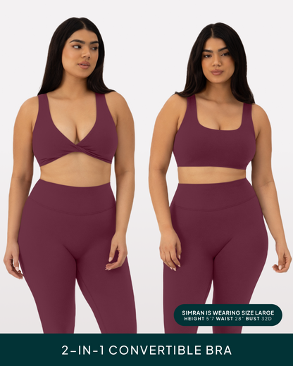 Athleisure Twist-Front Reversible Low-Impact Sports Bra