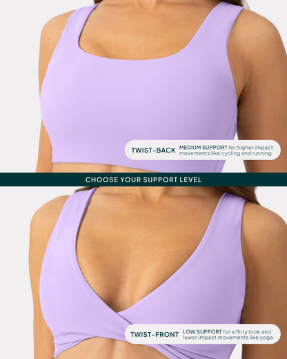 Athleisure Twist-Front Reversible Low-Impact Sports Bra
