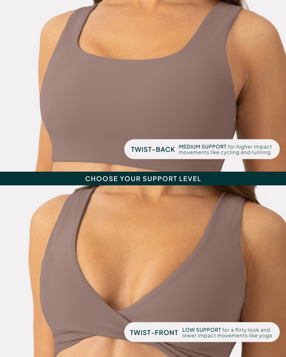 Athleisure Twist-Front Reversible Low-Impact Sports Bra