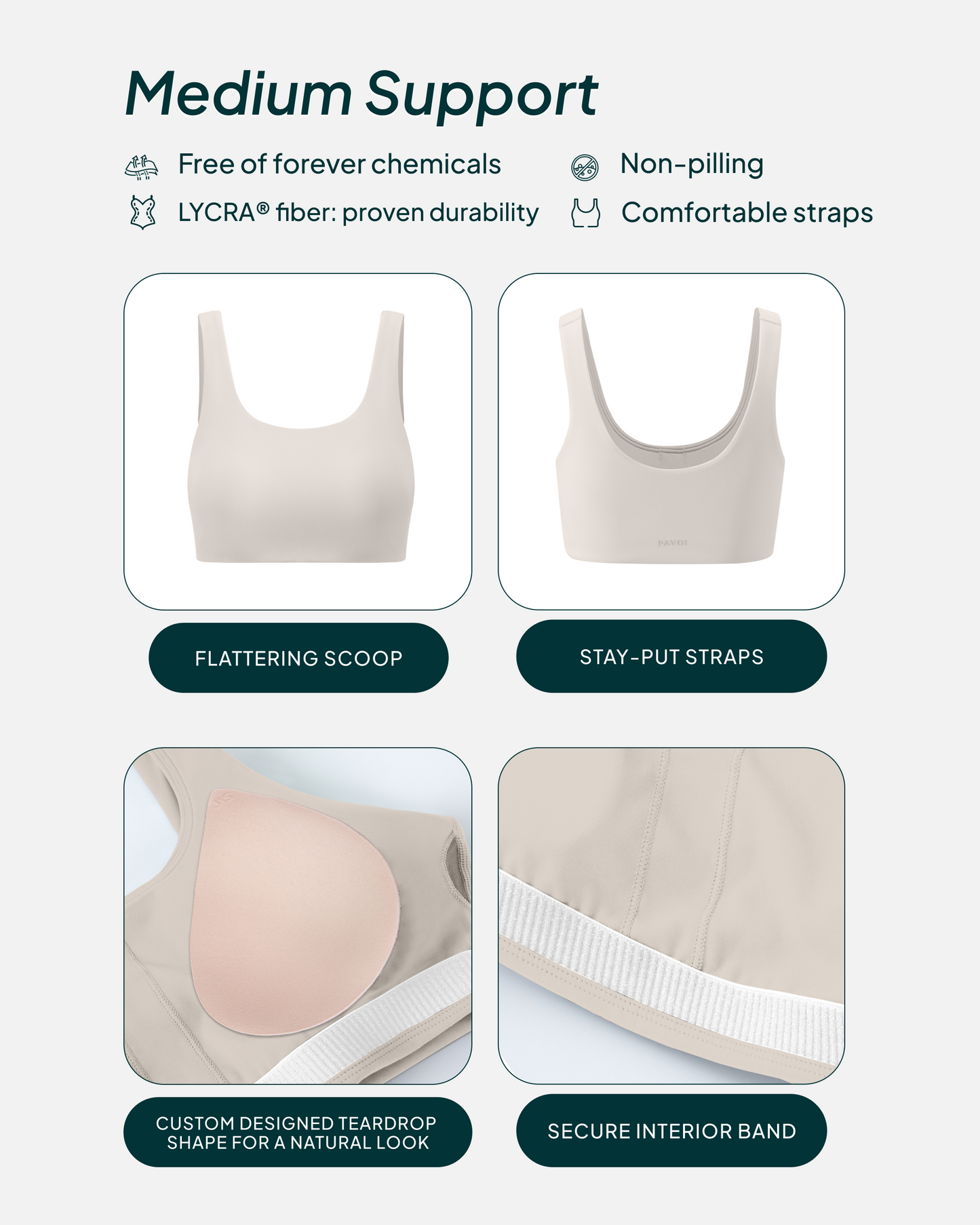 Athleisure Scoop High-Support Removable Padded Sports Bra