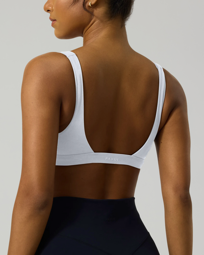 Athleisure Plunge V-Neck Open Back Bra with Removable Pads
