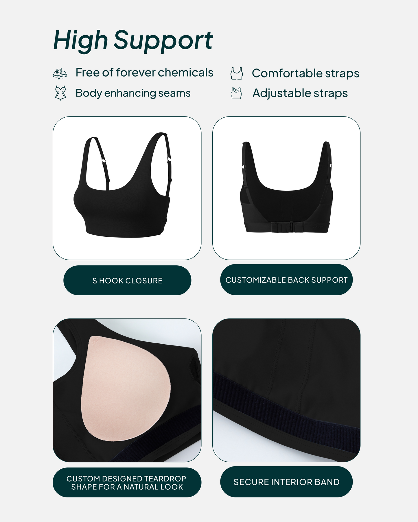 Supportive High-Support Padded Convertible Sports Bra