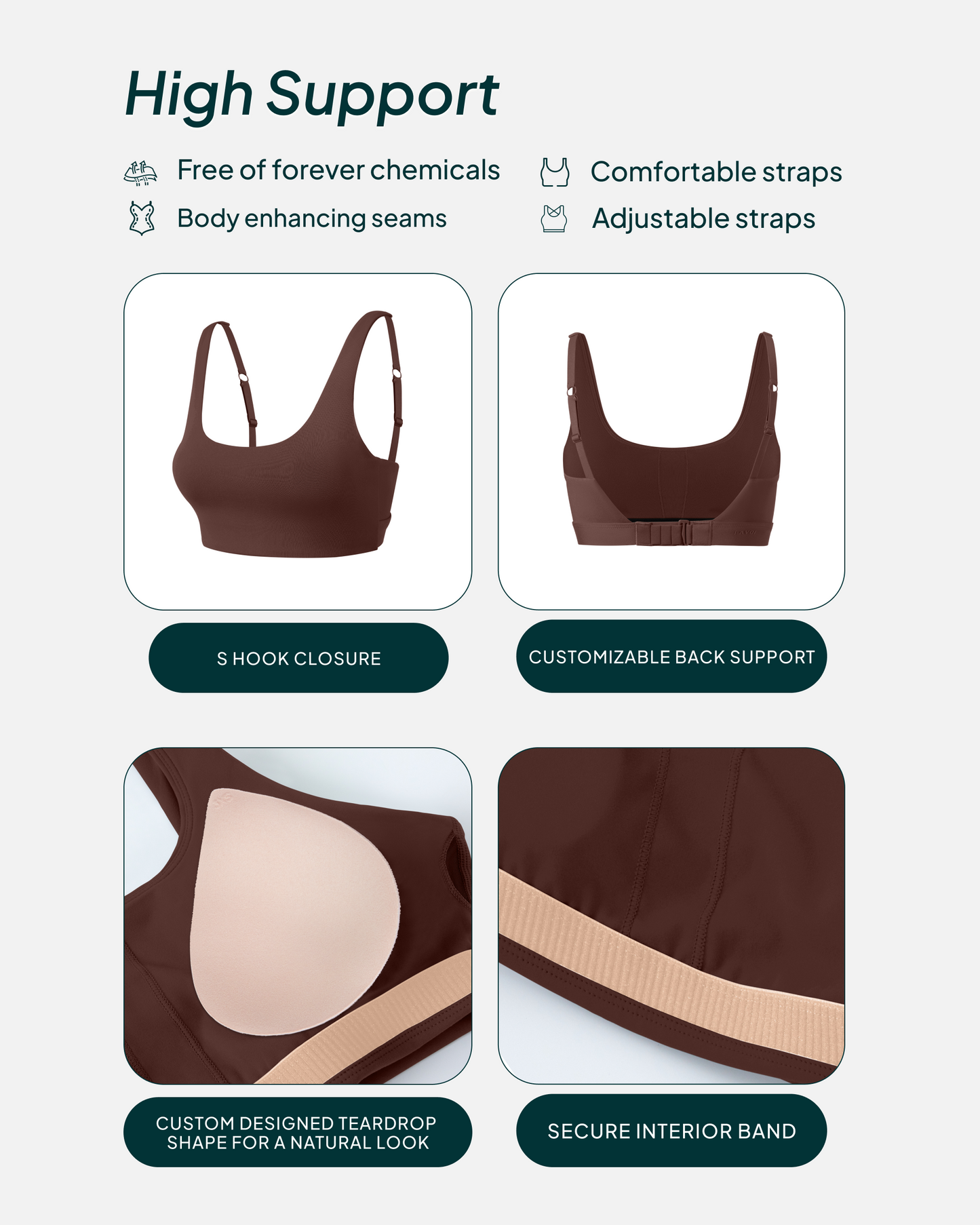 Supportive High-Support Padded Convertible Sports Bra