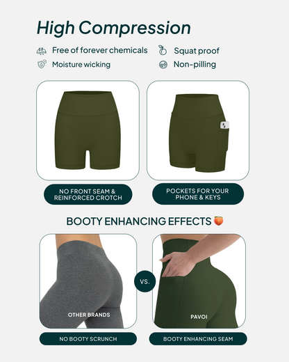 High-Waisted Butt Lifting 4" Biker Shorts with Pockets