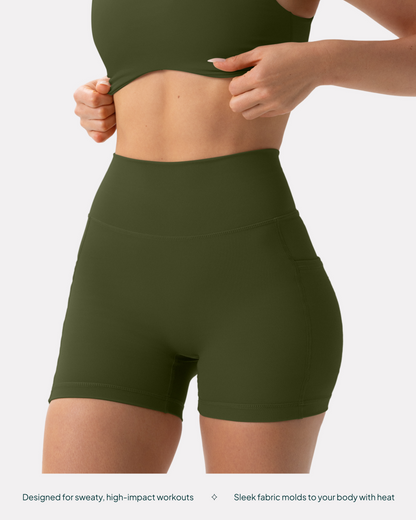 High-Waisted Butt Lifting 4" Biker Shorts with Pockets
