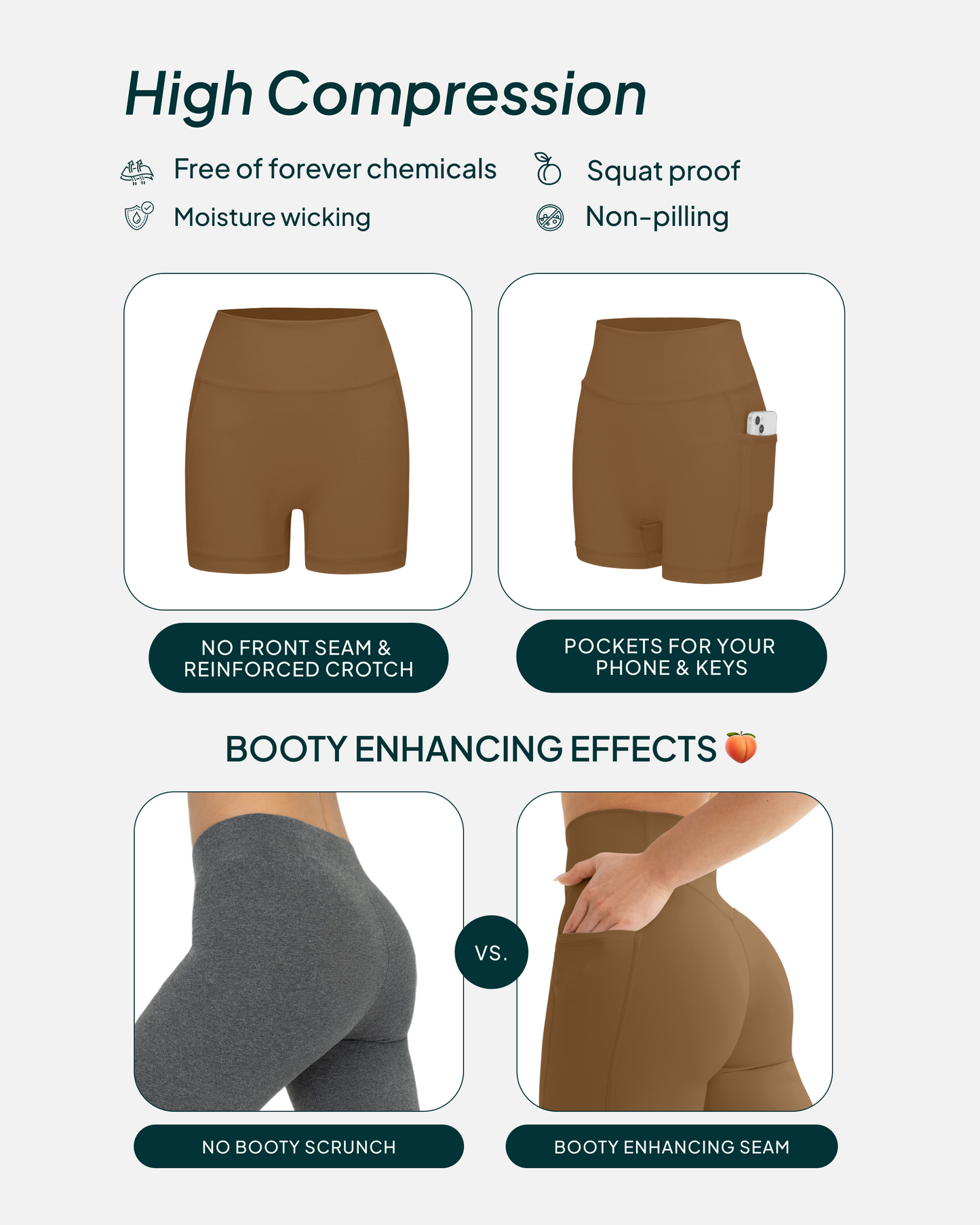 High-Waisted Butt Lifting 4" Biker Shorts with Pockets