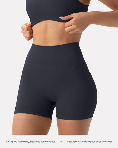High-Waisted Butt Lifting 4" Biker Shorts with Pockets