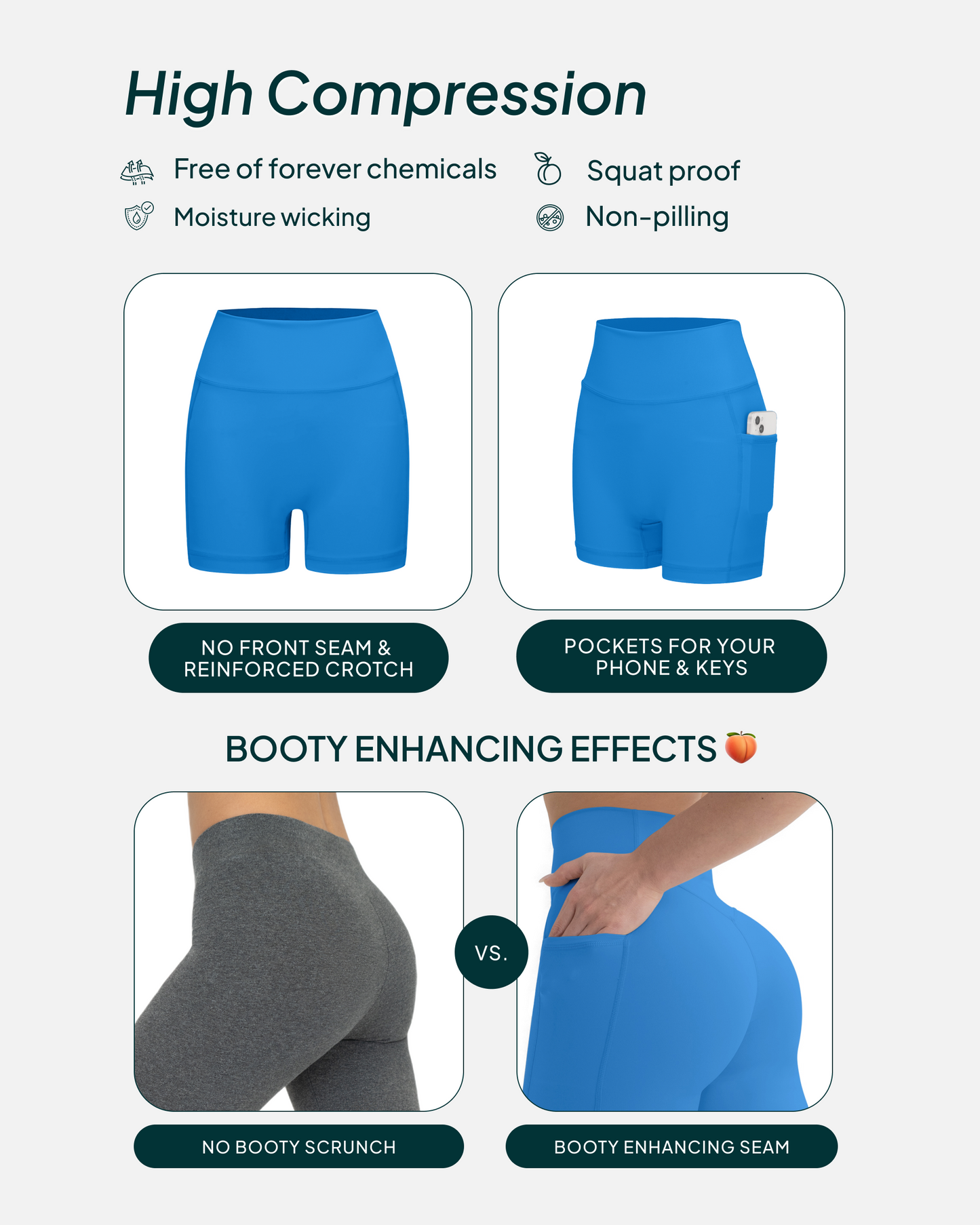 High-Waisted Butt Lifting 4" Biker Shorts with Pockets