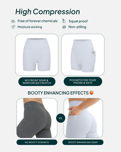 High-Waisted Butt Lifting 4" Biker Shorts with Pockets