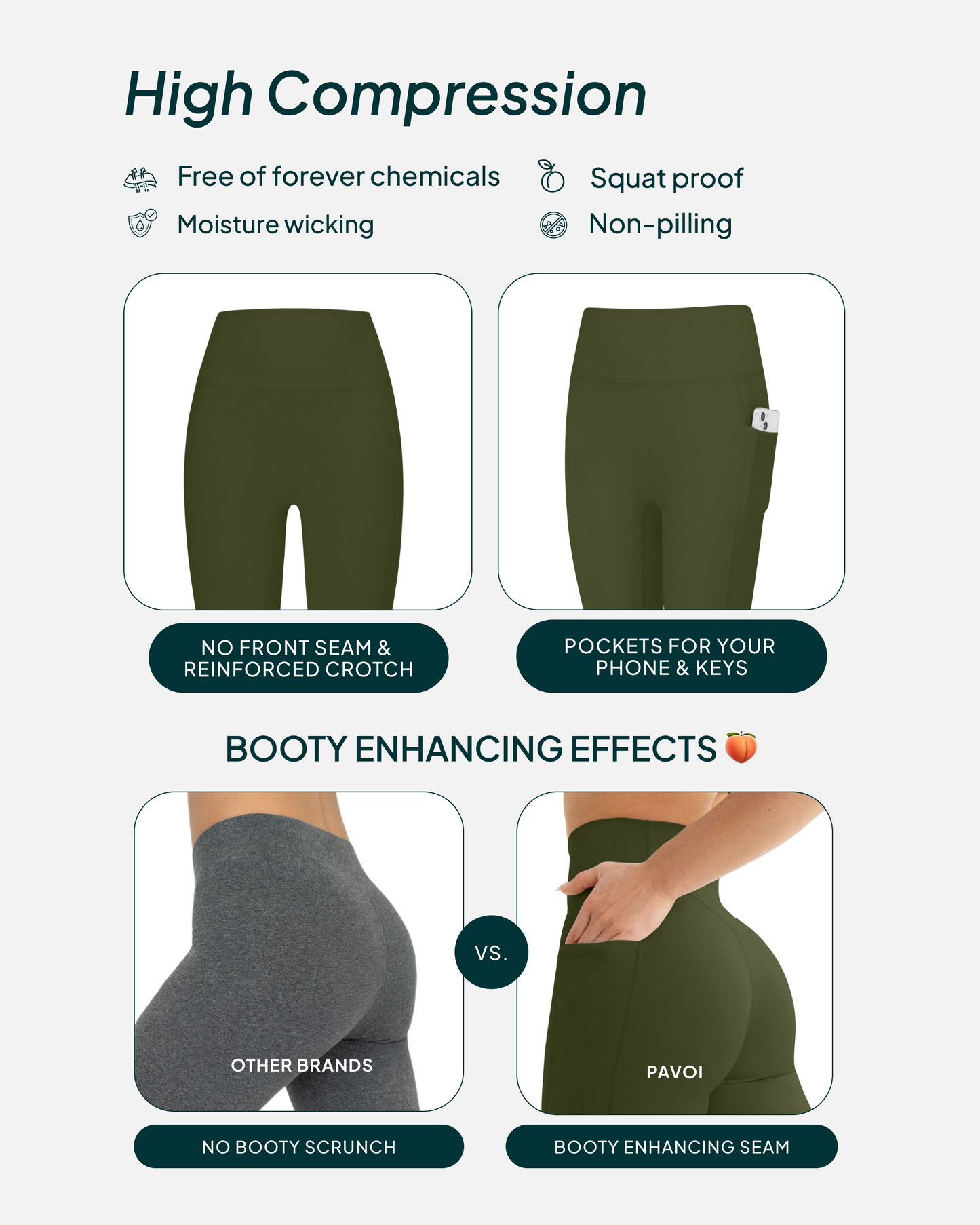 High-Waisted Butt Lifting Tall-Length Leggings with Pockets