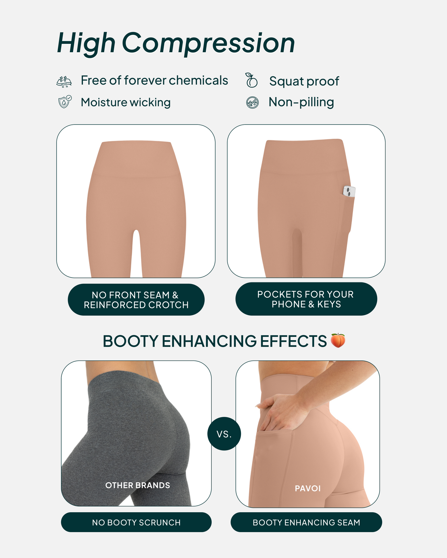 High-Waisted Butt Lifting Tall-Length Leggings with Pockets