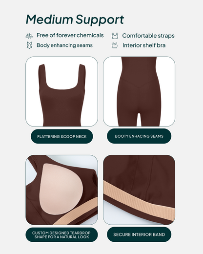 Square Neck 5" One Piece Workout Romper