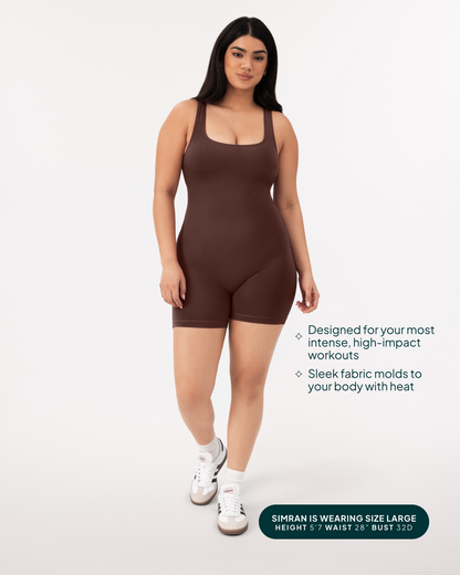 Square Neck 5" One Piece Workout Romper