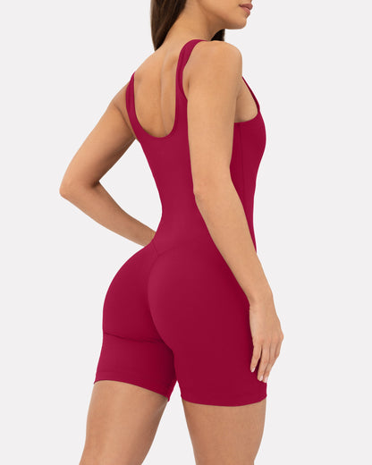 Square Neck 5" One Piece Workout Romper